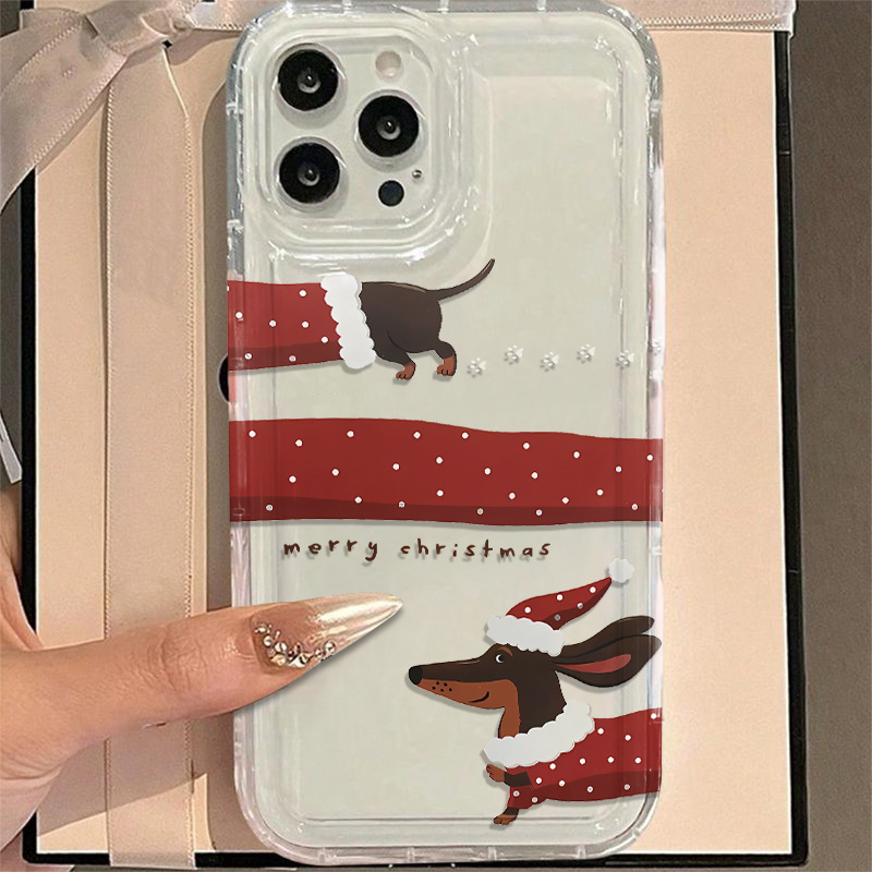Phone Cases Aesthetic - Cute Christmas Dachshund Santa Outfit Aesthetic