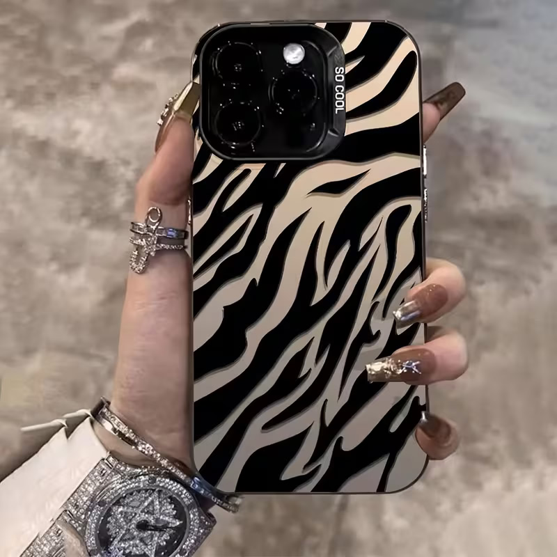 Phone Cases Durable - Zebra Pattern Black Advanced IMD Shockproof