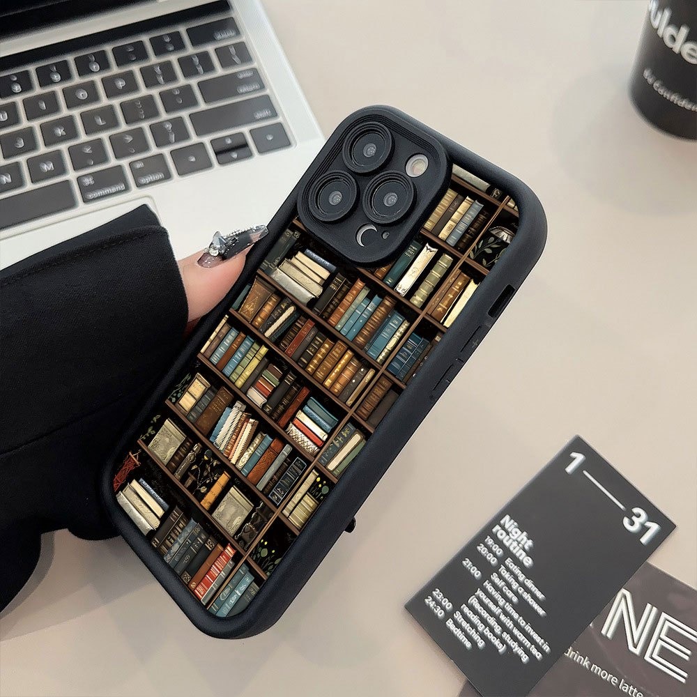 Phone Cases Durable - Book Shelf Creative Pattern Phone Case