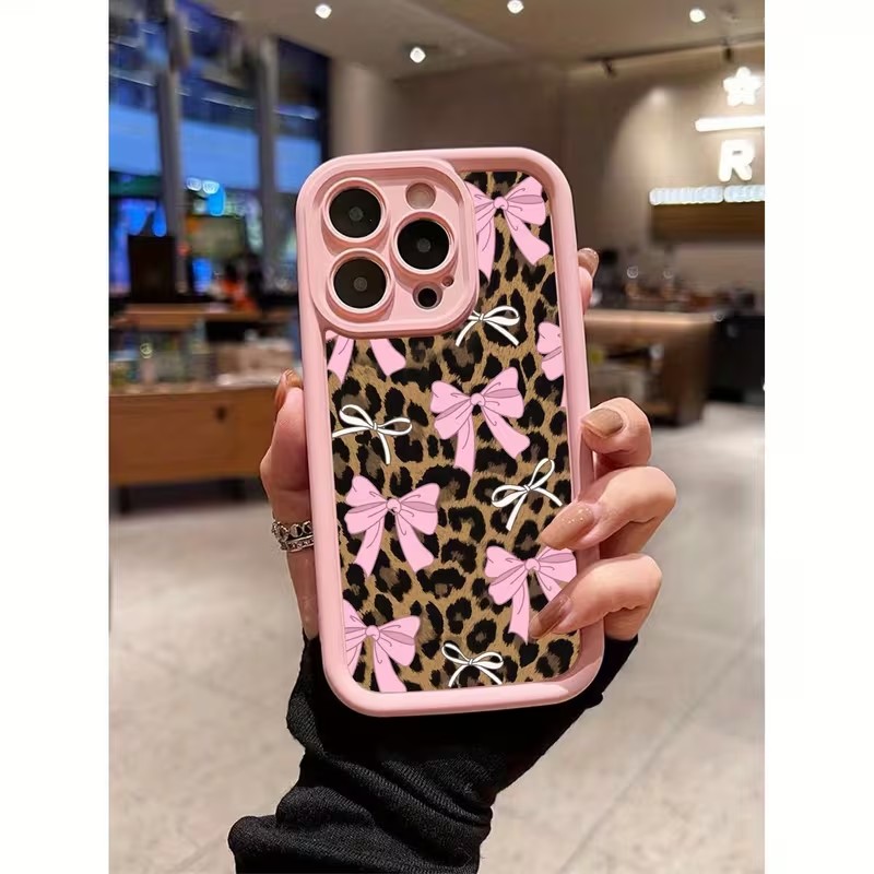 Phone Cases Durable - Leopard Print Bow Phone Case For