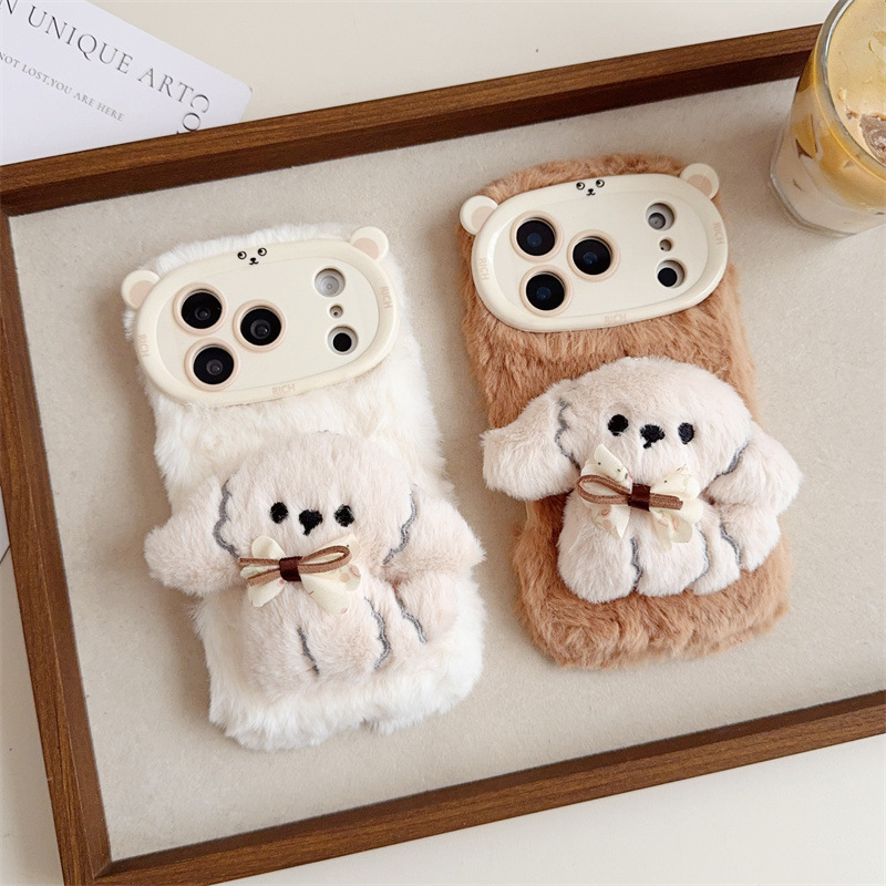 3D Cartoon Bowknot Puppy Warm  - Phone Cases For Iphone 12 Pro Max ulasan dan harga