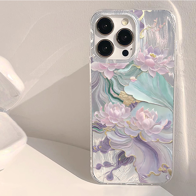 Dreamy Purple Lotus Print Aest - Phone Cases Aesthetic ulasan dan harga
