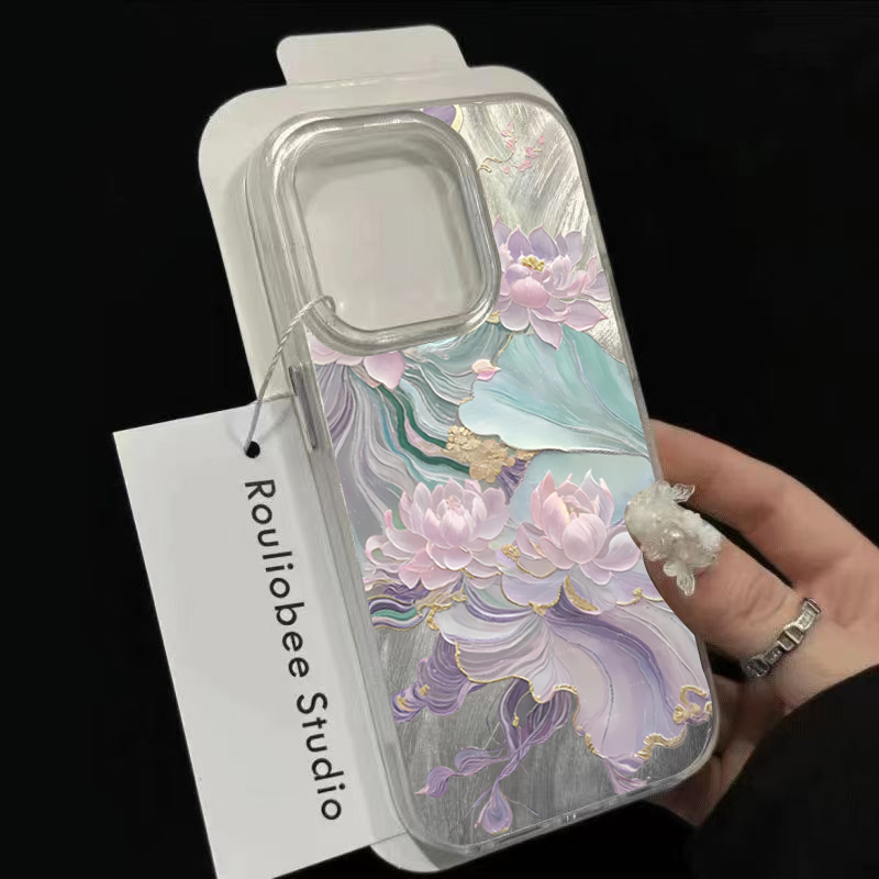 Dreamy Purple Lotus Print Aest - Phone Cases Aesthetic ulasan dan harga