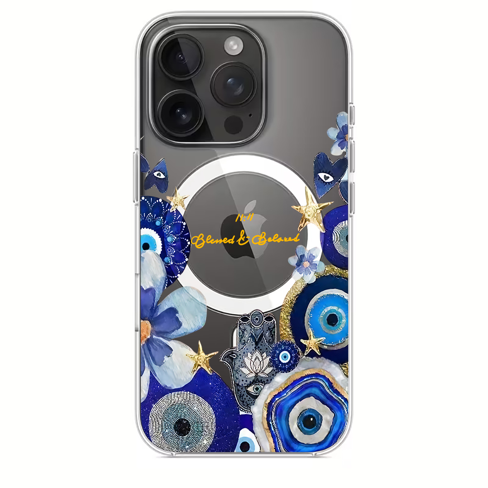 Blue Evil Eye & Floral Phone C - Phone Cases Blue ulasan dan harga