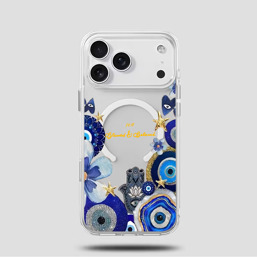 Blue Evil Eye & Floral Phone C - Phone Cases Blue ulasan dan harga