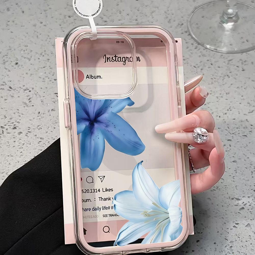 Blue Lily Flower Clear Phone C - Phone Cases Blue ulasan dan harga