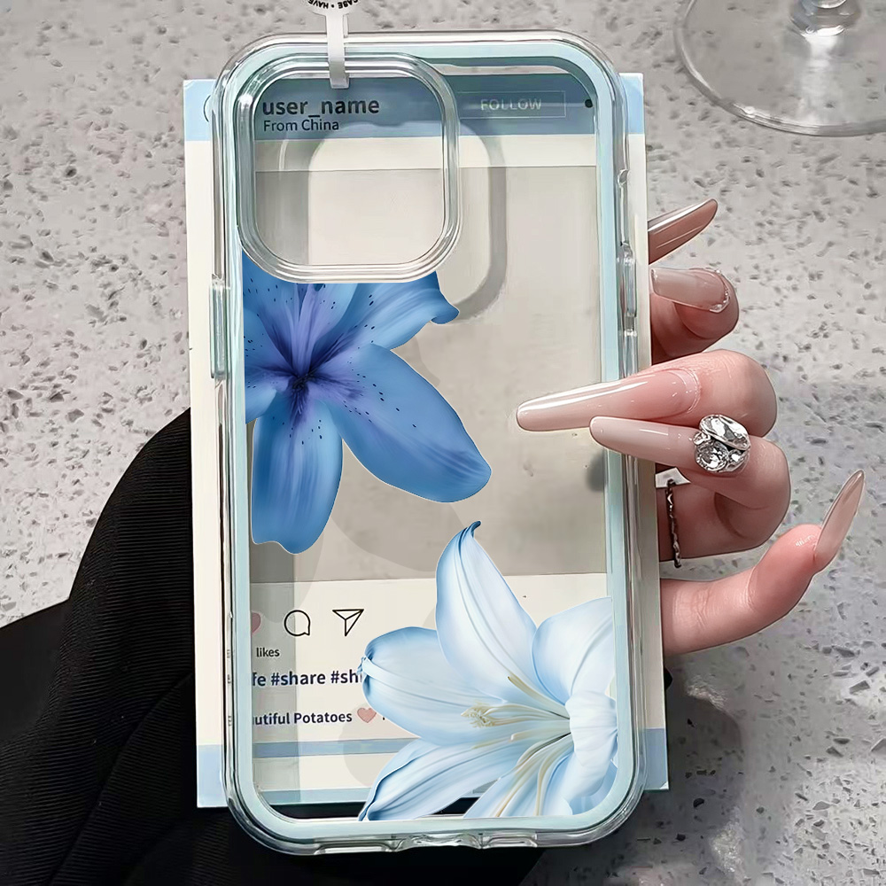 Blue Lily Flower Clear Phone C - Phone Cases Blue ulasan dan harga
