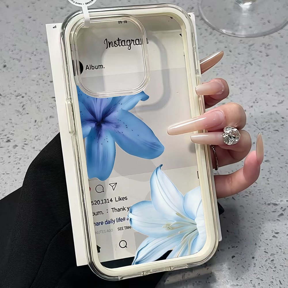 Blue Lily Flower Clear Phone C - Phone Cases Blue ulasan dan harga