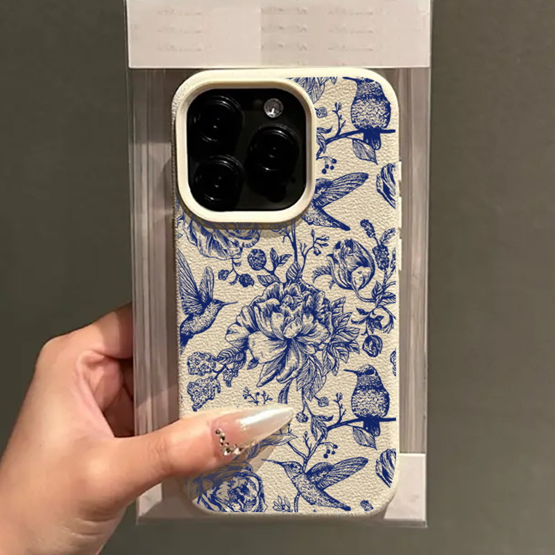 Blue Retro Floral Bird Pattern - Phone Cases Blue ulasan dan harga