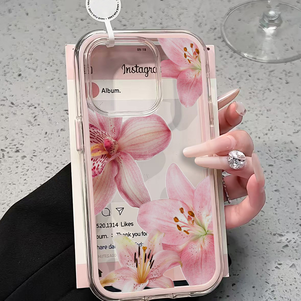 Pink Lily Flower Clear Phone C - Phone Cases Xr ulasan dan harga