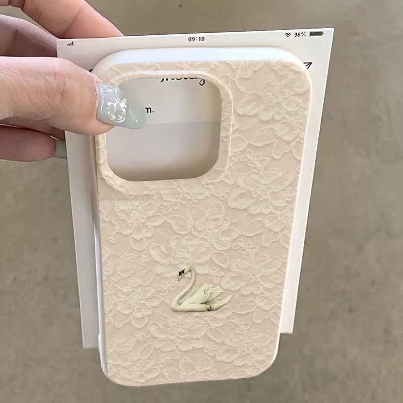 Lace Swan Pattern Lychee Textu - Phone Cases For Iphone 12 Pro Max ulasan dan harga