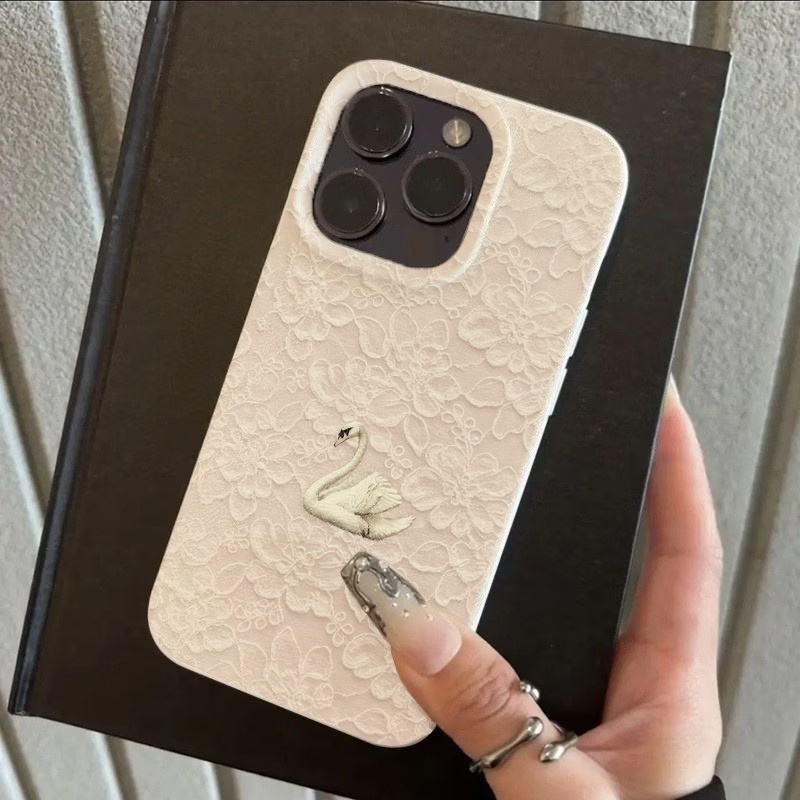 Lace Swan Pattern Lychee Textu - Phone Cases For Iphone 12 Pro Max ulasan dan harga