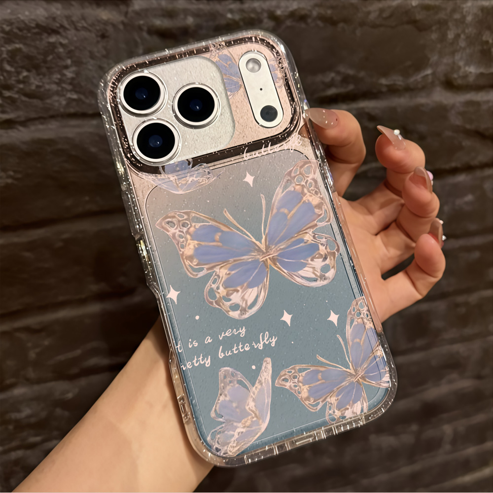 Luxury Blue Butterfly Clear Gl - Phone Cases Blue ulasan dan harga