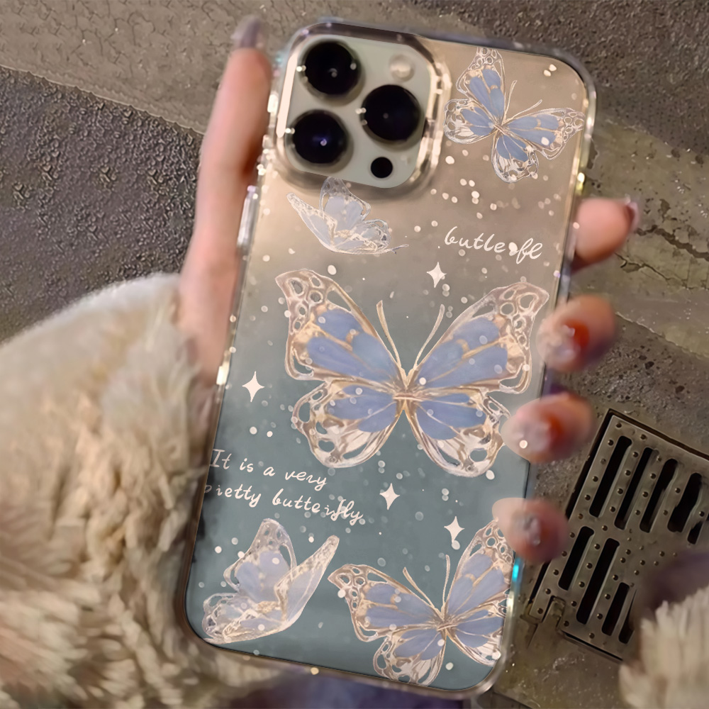 Luxury Blue Butterfly Clear Gl - Phone Cases Blue ulasan dan harga