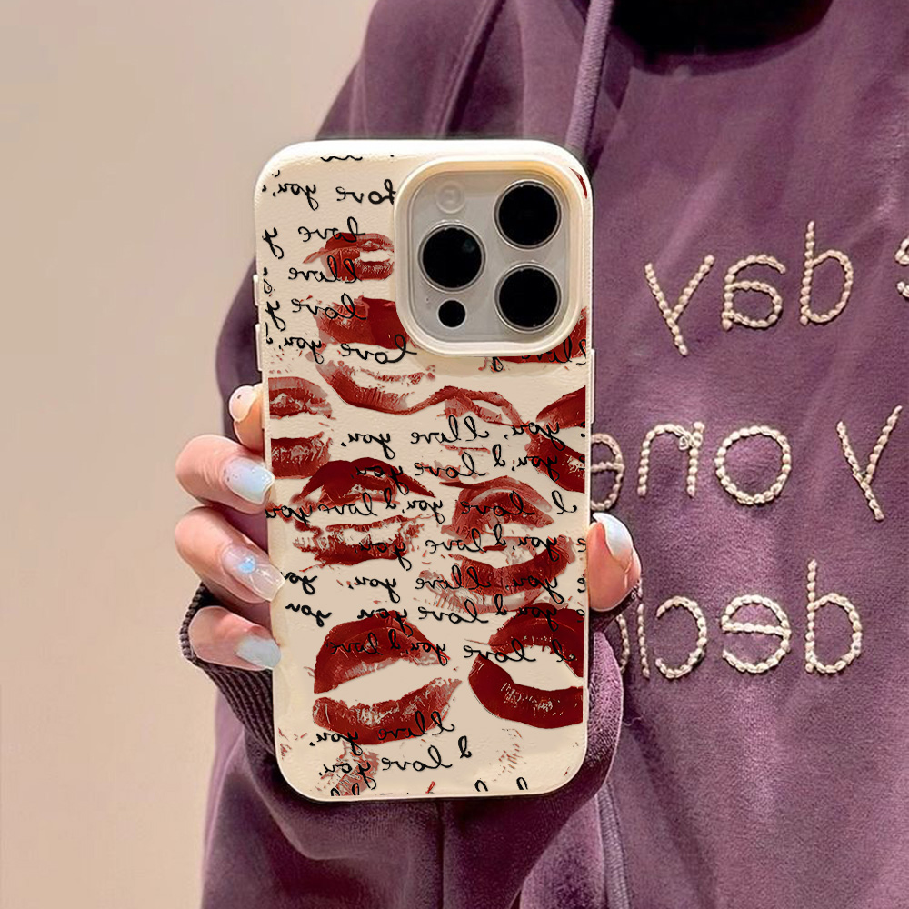 Bright Red Lips Leather Phone  - Phone Cases Durable ulasan dan harga