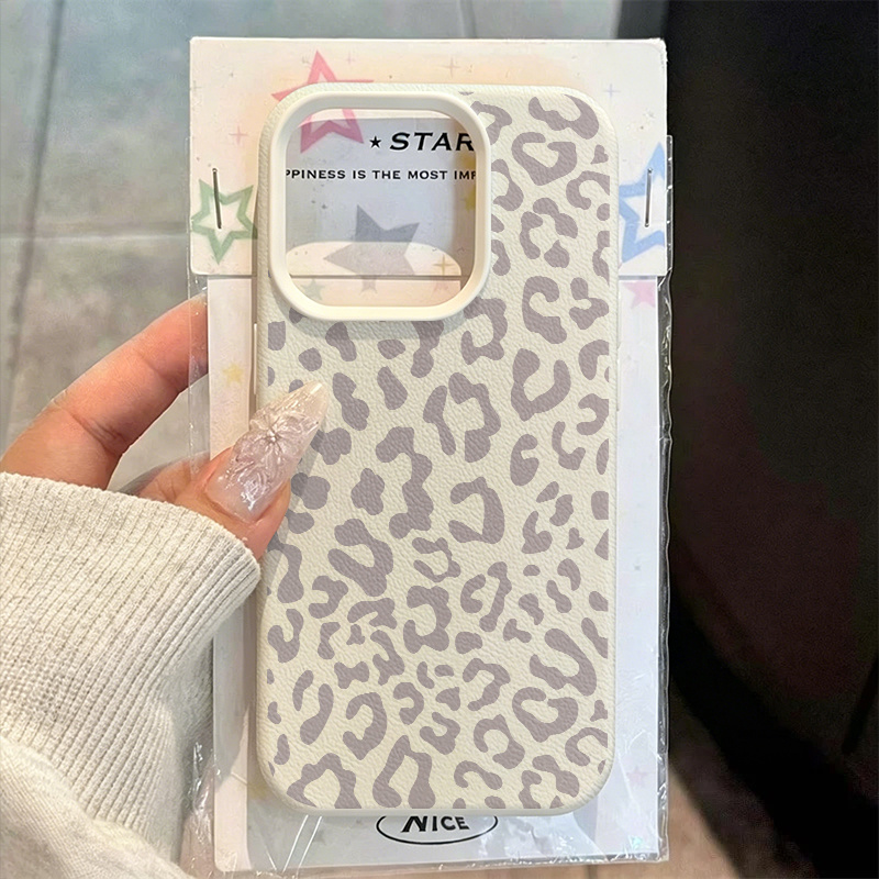 Neutral Cream Grey Leopard Aes - Phone Cases Aesthetic ulasan dan harga